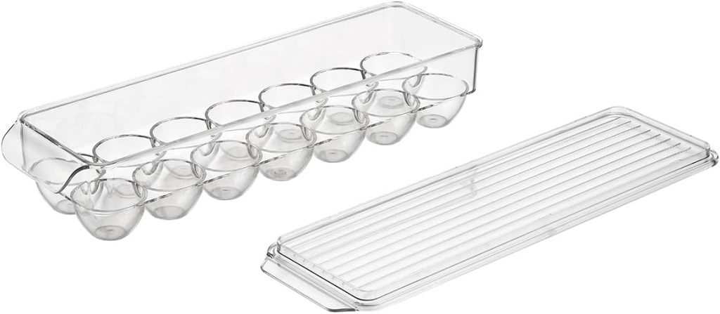 Lawazim Egg Holder for Fridge - Clear Plastic Egg Storage Container with Lid, 14-Egg Capacity, and BPA-Free Stackable Design - for Refrigerator Organization, Meal Prep, and Small Kitchens