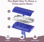 ⁦KINGHOOD Brass Single Blade Razor Safety Razor Metal Double Edge Razor One Blade Razor with 10 Blades Long Handle Weighted Eco-Friendly Reusable Razor⁩ - الصورة ⁦3⁩