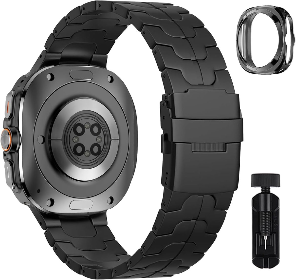 Newentor No Gaps Bands Compatible with Samsung Galaxy Ultra 2025 Strap Stainless Steel Metal Replacement Watch 8 47mm Strap Women Men Black