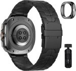 Newentor No Gaps Bands Compatible with Samsung Galaxy Ultra 2025 Strap Stainless Steel Metal Replacement Watch 8 47mm Strap Women Men Black