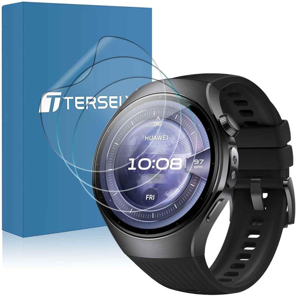 【3 Pack】 T Tersely Ultra High Definition Hydrogel Screen Protector for Huawei Watch 5- Non-breakable, Flexible TPU Screen Protector with High Sensitivity and Bubble-Free Application - Non-Tempered