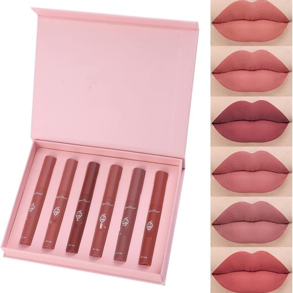مجموعة ملمع شفاه مخملي غير لامع لطيف للنساء والبنات من مستلزمات التجميل