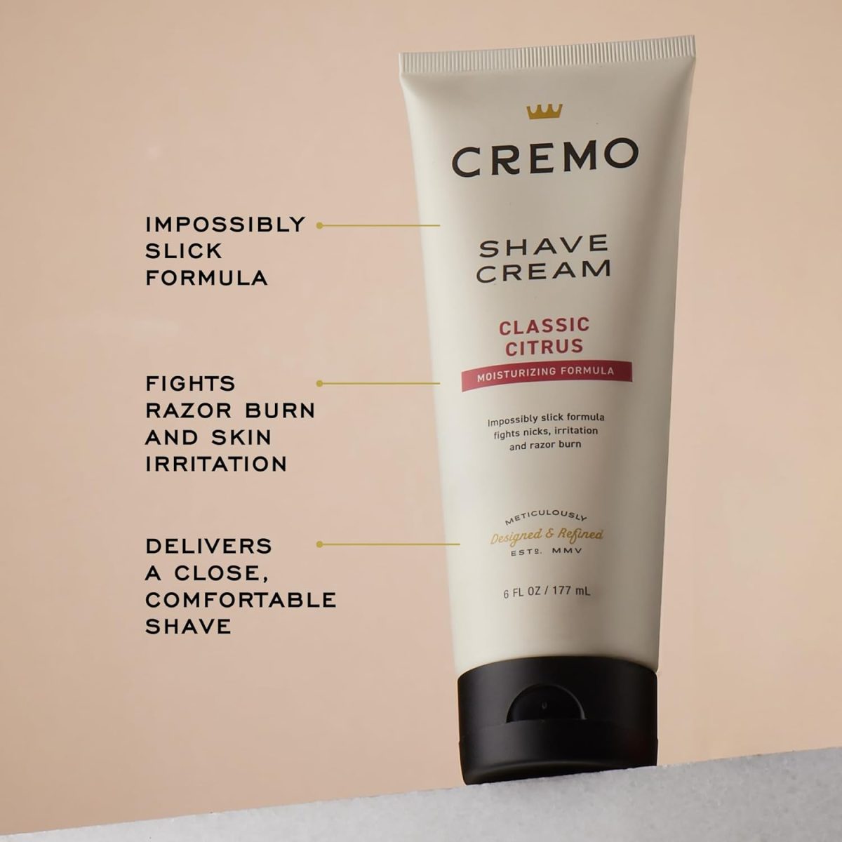 ⁦Cremo Original Shave Gift Set for Men, includes Impossibly-Slick 6 oz Shaving Cream, Chrome Barber Grade Razors for Men and four Razor Blades Refills⁩ - الصورة ⁦3⁩