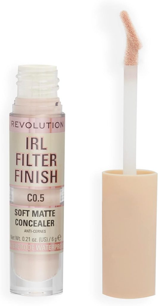 Makeup Revolution IRL Filter Finish Concealer, Medium to Full Coverage, Matte Finish, C0.5, Fair Skin Tones, 6g