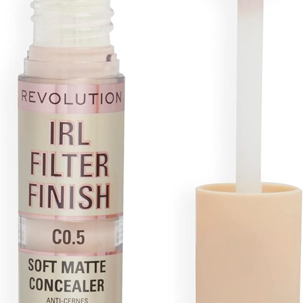 Makeup Revolution IRL Filter Finish Concealer, Medium to Full Coverage, Matte Finish, C0.5, Fair Skin Tones, 6g