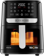 BLACK+DECKER 4.5L Air Fryer with LED Touch Panel, 12 Preset Programs, Adjustable Temp 80-200°C, Timer, Preheat, Reheat, Keep Warm, Dehydrate, Auto-Off, Dishwasher-Safe – AF4500-B5