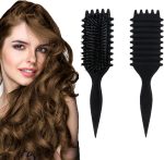 فرشاة تصفيف الشعر باونس كيرل ديفاين لفك تشابك الشعر المجعد، للاستخدام الرطب والجاف، أداة أساسية لتشكيل وتجعيد الشعر من اي سي في في® (اللون: اسود)