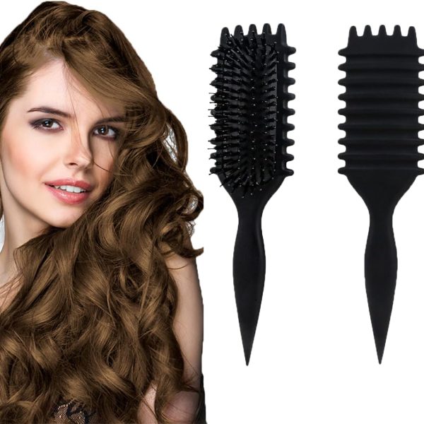 فرشاة تصفيف الشعر باونس كيرل ديفاين لفك تشابك الشعر المجعد، للاستخدام الرطب والجاف، أداة أساسية لتشكيل وتجعيد الشعر من اي سي في في® (اللون: اسود)