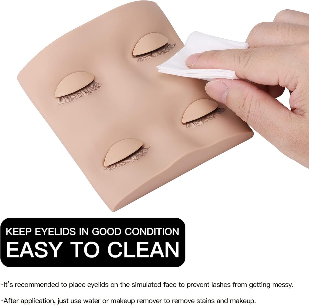 ⁦Pretty memory Lash Mannequin Head with 2 Pairs of Removable Lash Practice Eyelids, Realistic Eyelash Mannequin Head, Soft-Touch Lash Extension Supplies Lash Tech Supplies for Practice⁩ - الصورة ⁦5⁩