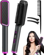 فرشاة فرد الشعر من اي سي في في، مشط فرد الشعر الأيوني للنساء، مجموعة تسخين ودرجة حرارة سريعة لمدة 20 ثانية (80-230 درجة مئوية)، شاشة LED/مضادة للحروق، تصفيف الشعر في الصالون في المنزل