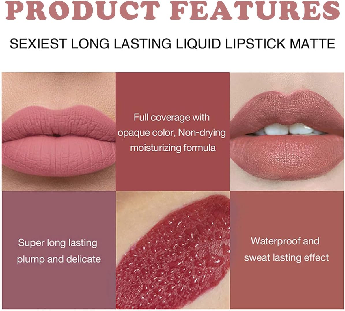 612UY4-5-L._AC_SL1200_.jpg 4 Colors Tube Lipstick Set, Mate Velvet Lipstick Moisturizer and Smooth, Red Lip Stain Long Lasting 24 Hours Waterproof Lip Tinet - الصورة 4