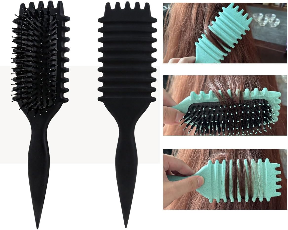 612eB3h9bIL._AC_SL1200_.jpg فرشاة تصفيف الشعر باونس كيرل ديفاين لفك تشابك الشعر المجعد، للاستخدام الرطب والجاف، أداة أساسية لتشكيل وتجعيد الشعر من اي سي في في® (اللون: اسود) - الصورة 3