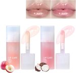 2Pcs Hydrating Lip Glow Oil, Moisturizing Lip Oil, Gloss Transparent Toot Lip Oil, Non sticky Plumping Lip Oil Tinted Clear Lip Gloss Nourishing Repairing Reducing Lip Lines