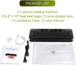 ⁦Wonone Lencak Vacuum Sealing Machine for Both Dried and Wet Fresh Food with Starter Kit (Black)⁩ - الصورة ⁦5⁩