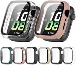 ⁦Protective Case for Honor Watch 5 Case, Hard PC Case Cover with Glass Screen Protector, Anti-Scratch Anti-Dust Protection Case for Honor Watch 5 (Black)⁩ - الصورة ⁦5⁩