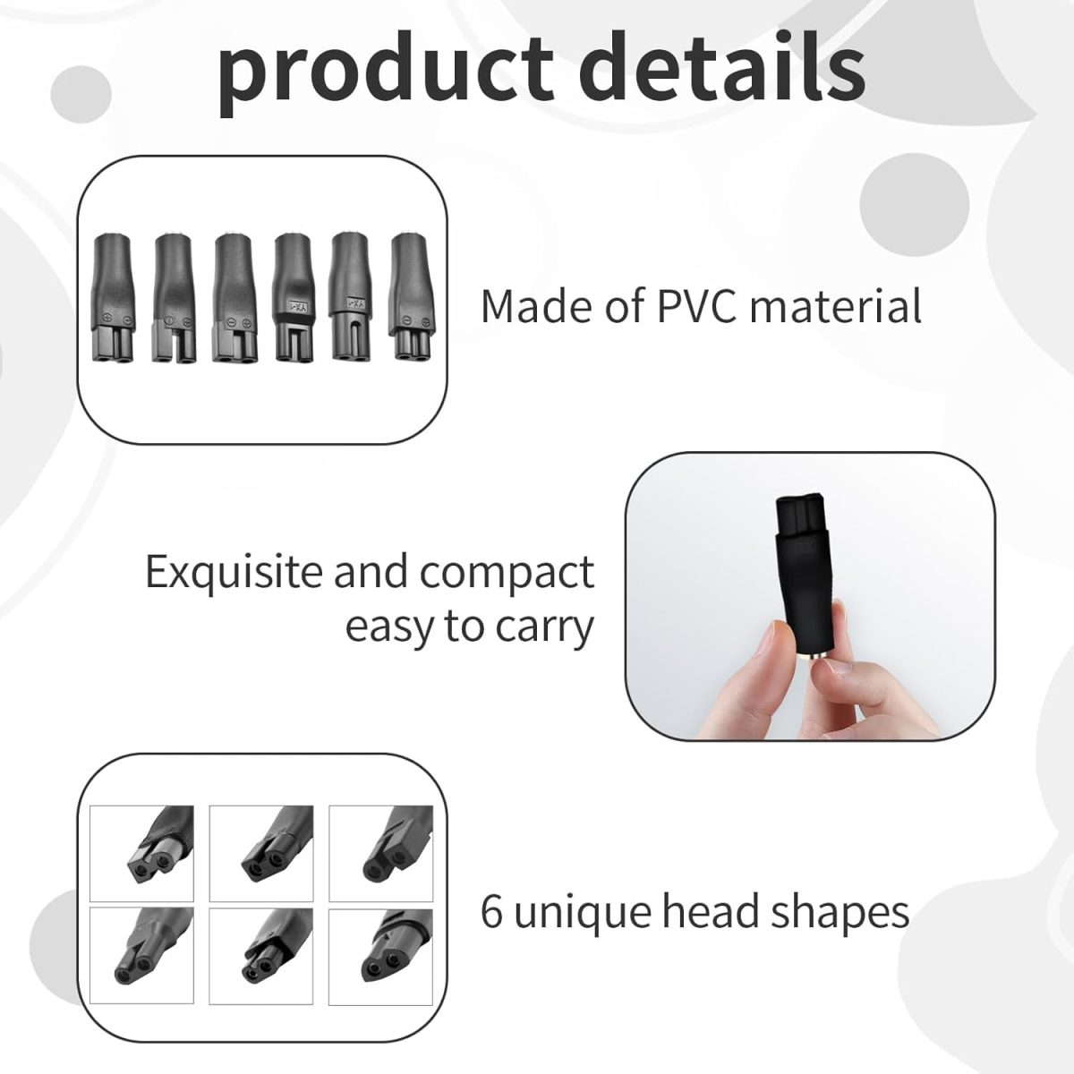 ⁦Shaver Charger, 6 Pcs Universal Shaver Converter, 6 Unique Head Shape Power Cord Supply Adapter, DC Connector, Beard Trimmer Charger, Men's Razor Charger Cable Kit, Multi-Functional Charging Solution⁩ - الصورة ⁦3⁩