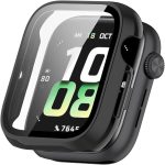 Protective Case for Honor Watch 5 Case, Hard PC Case Cover with Glass Screen Protector, Anti-Scratch Anti-Dust Protection Case for Honor Watch 5 (Black)