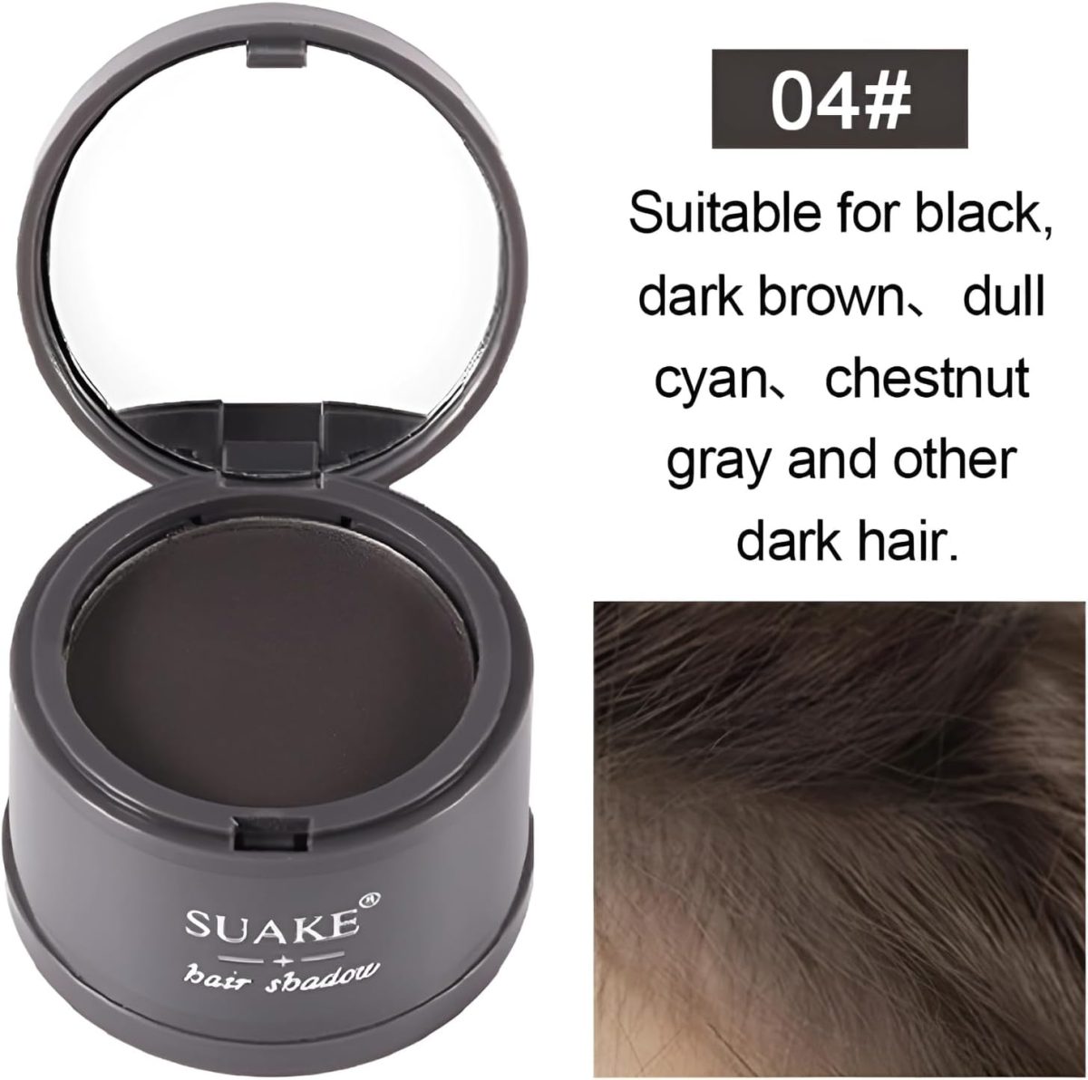 ⁦Hairline Powder Black, Hair Line Repair Powder, Hair Root Dye Touch-Up, Instantly Hair Color Shadow Cover Grey Hair, Thin Hair Powder for Women and Men, Bald Spots, Beard, Hair Root Powder Black⁩ - الصورة ⁦5⁩