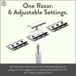 ⁦Rockwell Razors 6C White Chrome Double-Edge Safety Razor for Men and Women with 6 Adjustable Shave Settings and 5 Fully Recyclable Eco Razor Blades⁩ - الصورة ⁦3⁩