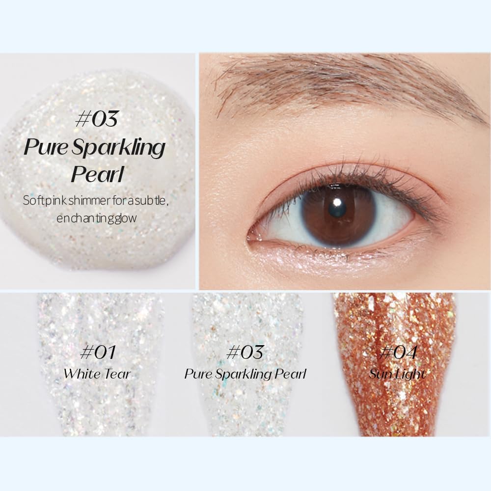616JH2ewOuL._AC_SL1000_.jpg ETUDE Tear Eye Drop Liner 8g #3 Pure Sparkling Pearl (21AD) | Long-Lasting Liquid Glitter Eye Makeup with Shiny Magical Sparkle | K-Beauty - الصورة 3