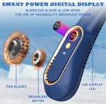 ⁦Naxifly Neck Fan, Cooling Fan with 5 Speeds Adjustable Neckbreeze, Neckbreeze Wearable Bladeless Rechargeable Personal Neck Fan 720°cooling Airflow No Noise, For Home Office Travel (Blue)⁩ - الصورة ⁦3⁩