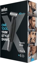 Braun Série X, tondeuse à barbe mâle électrique hybride et rasoir de corps, lame 4D, SkinShield, étanche, sans fil, XT5200