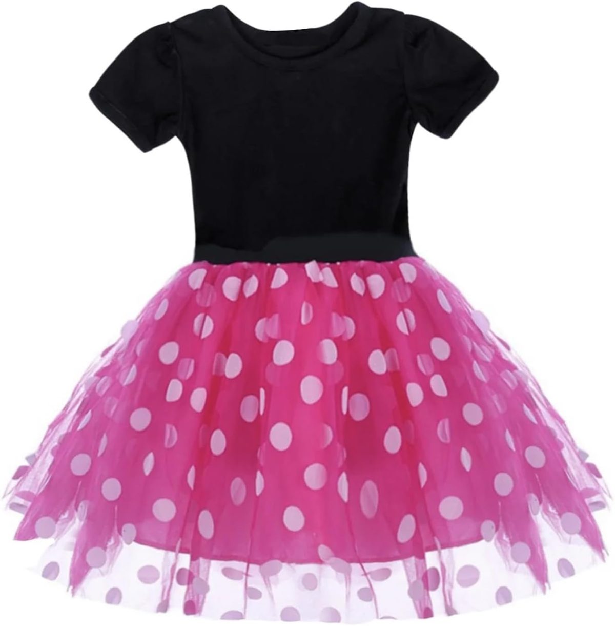 ⁦Atorcher Minnie Fancy Dress Up Costume with Mouse Ears Bowknot Hair Hoop, Gloves & Nose for Kids Girls, Halloween Birthday Party Mini Polka Dot Tutu Skirt⁩ - الصورة ⁦2⁩