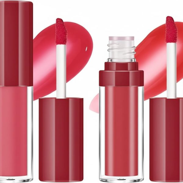 Excefore Lip Stain, 2 Pcs Vivid High Pigment Lip Tint, Long Lasting Moisturizing & Non-sticky Finish Water Lip Tint to Hydrate your Lips, 0.4 fl.oz
