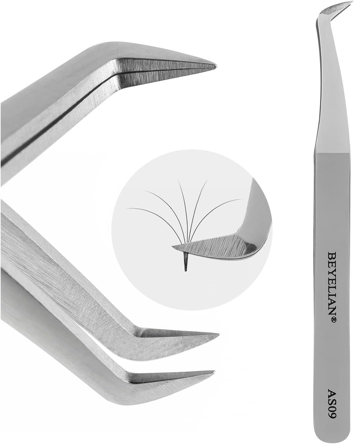 61A1EZ6OzNL._AC_SL1500_.jpg BEYELIAN Volume Queen Curved Eyelash Extension Tweezers for 3D-6D Volume Lash Application Stainless Steel Precision Tweezers (#AS09)