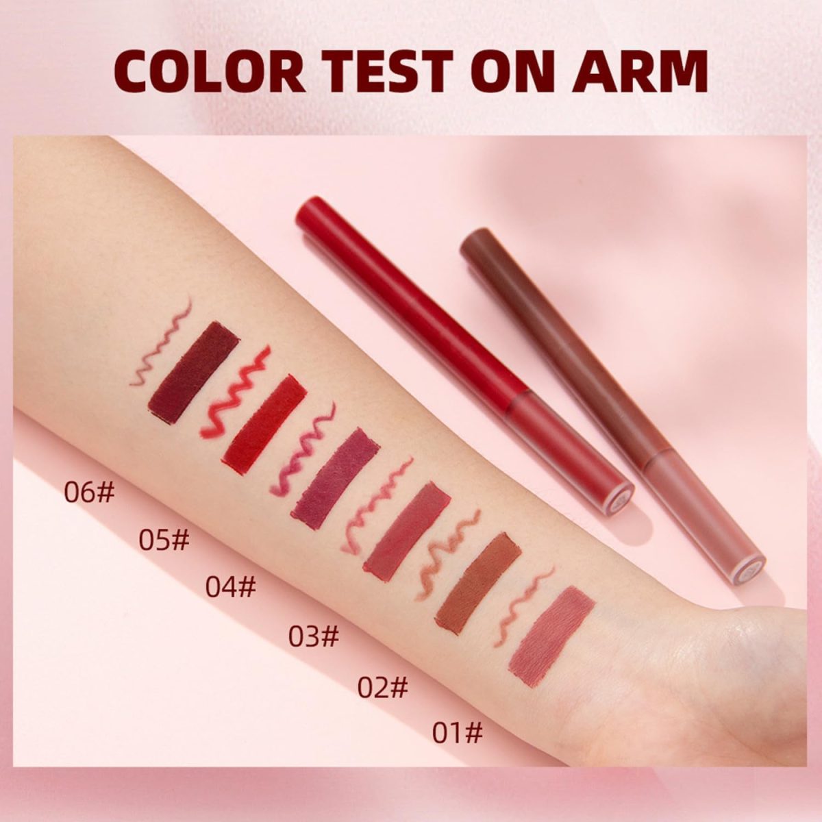⁦NALACAL 3PCS Matte Liquid Lipstick and Lip Liner Kit 2-IN-1 Pigmented Lip Gloss and Lip Liner Set Long-Lasting and Waterproof One Step Lips Makeup Kits⁩ - الصورة ⁦4⁩