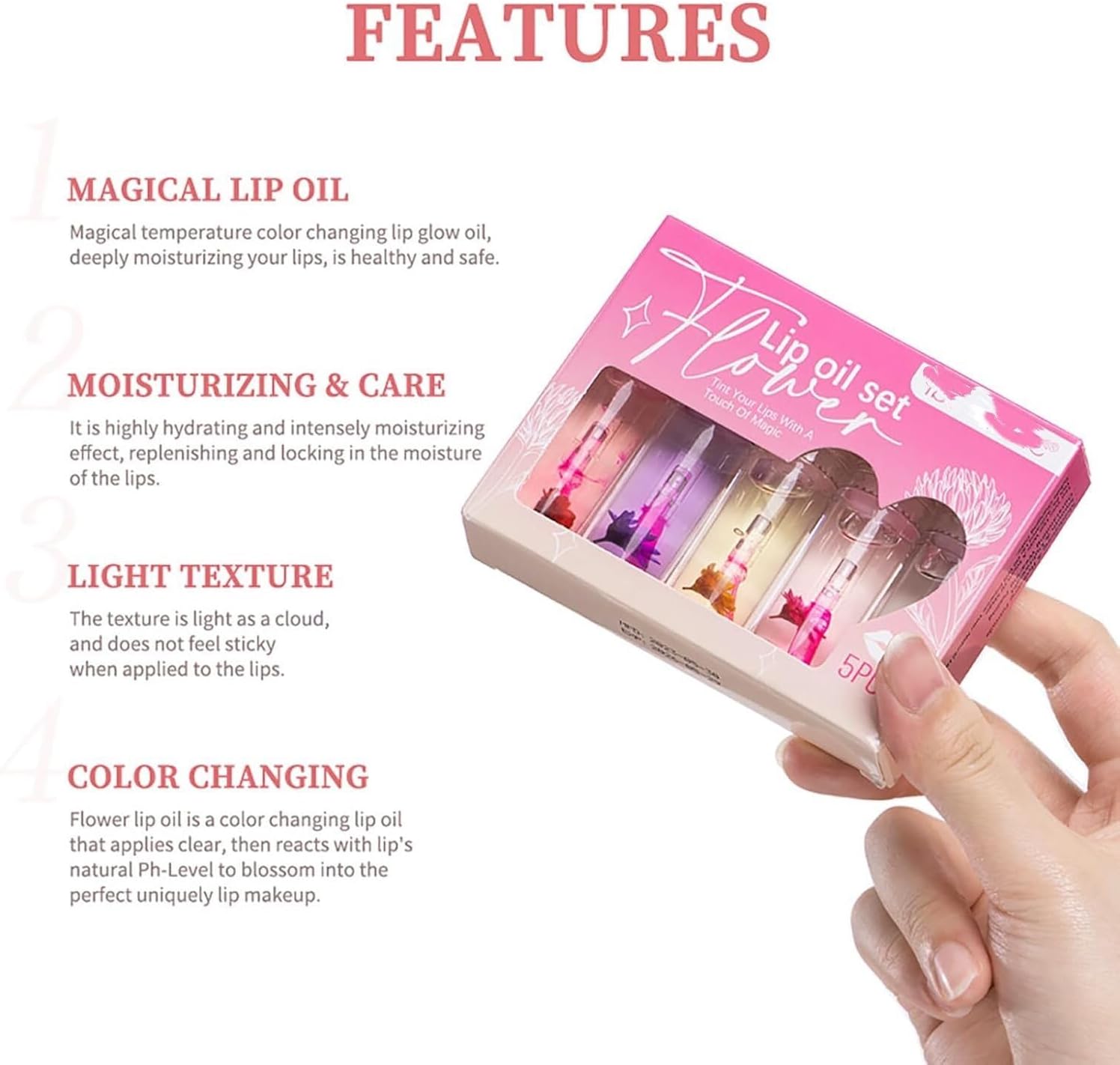 61AZLrFRgPL._AC_SL1500_.jpg مجموعة زيت شفاه لتكبير الشفاه من كولور تشينج، ملمع شفاه شفاف للعناية بالشفاه، زيت مرطب شفاه نباتي طبيعي، مغذي، غير لزج - الصورة 6