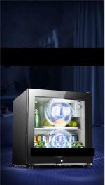⁦QBNZAXC Mini fridge Household Small Refrigerator, Single Door Glass Thermostatic Wine Cabinet, Hotel Refrigerated Wine Cabinet⁩ - الصورة ⁦2⁩