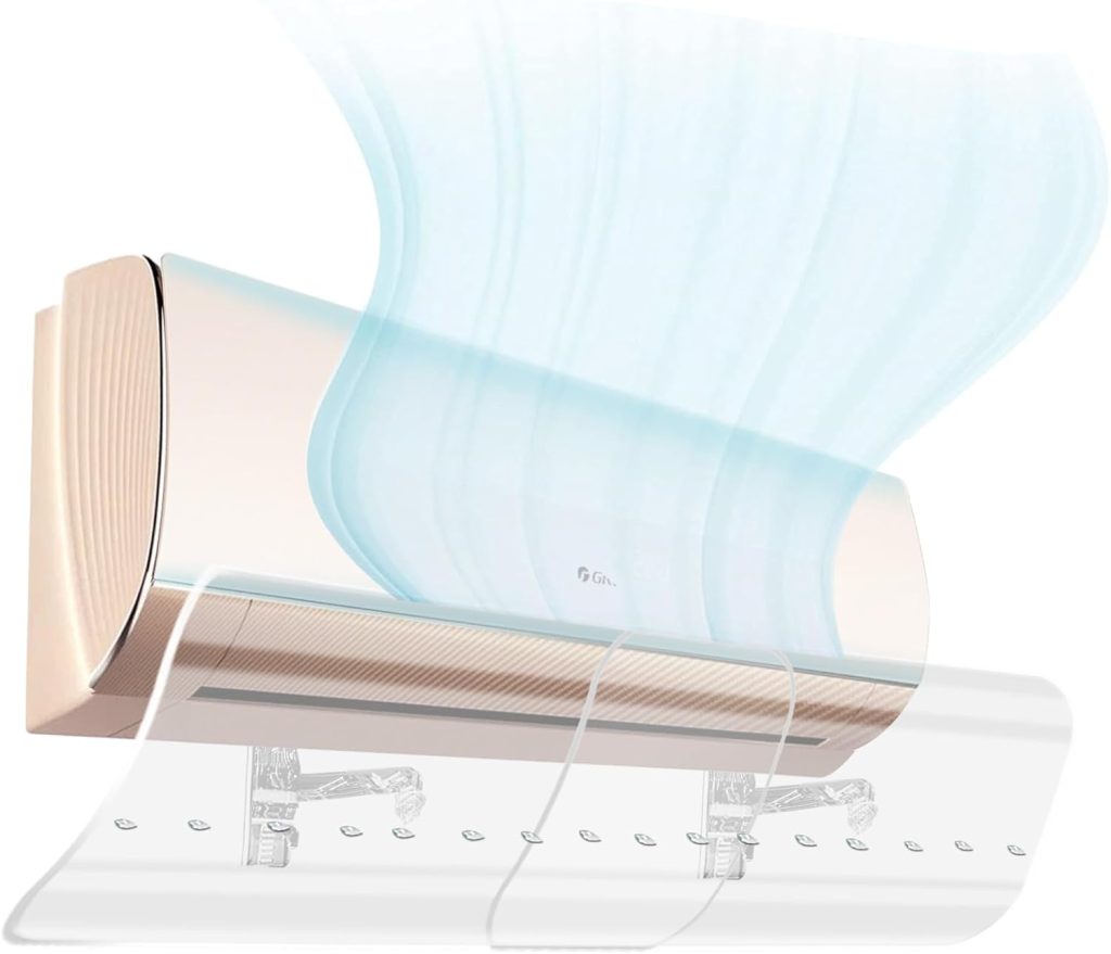 Pomefar Split Air Conditioner Deflector Classic Model, Easy Installation Without Punching For Wall, Adjustable Size To Fit All Types And Sizes Of Air Conditioners