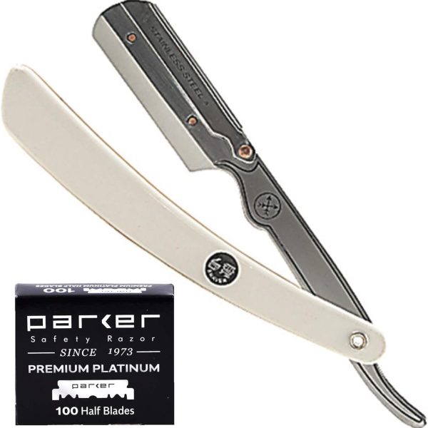 Parker Safety Razor SRW Straight Edge Barber for Men with 100 Platinum Stainless Steel Single Edge Barber Blades for a Barber Shop Shave