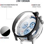 ⁦Azonee 2 Pack Case with Tempered Glass Screen Protector, Ultra Thin Scratch - Resistant Protective Case, for Huawei Watch GT 5 46 mm All-Round Protective Case (Clear+Black)⁩ - الصورة ⁦2⁩