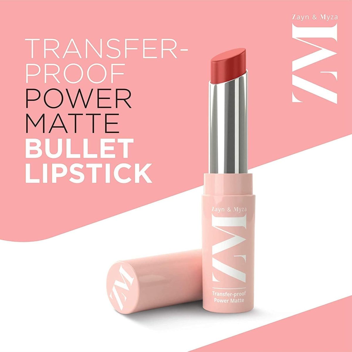⁦ZM Zayn & Myza Transfer-Proof Power Matte Lip Colour - Extremely Smooth, Smudge Proof & Lightweight Formula, 3.2 g (Blushing Beauty)⁩ - الصورة ⁦2⁩