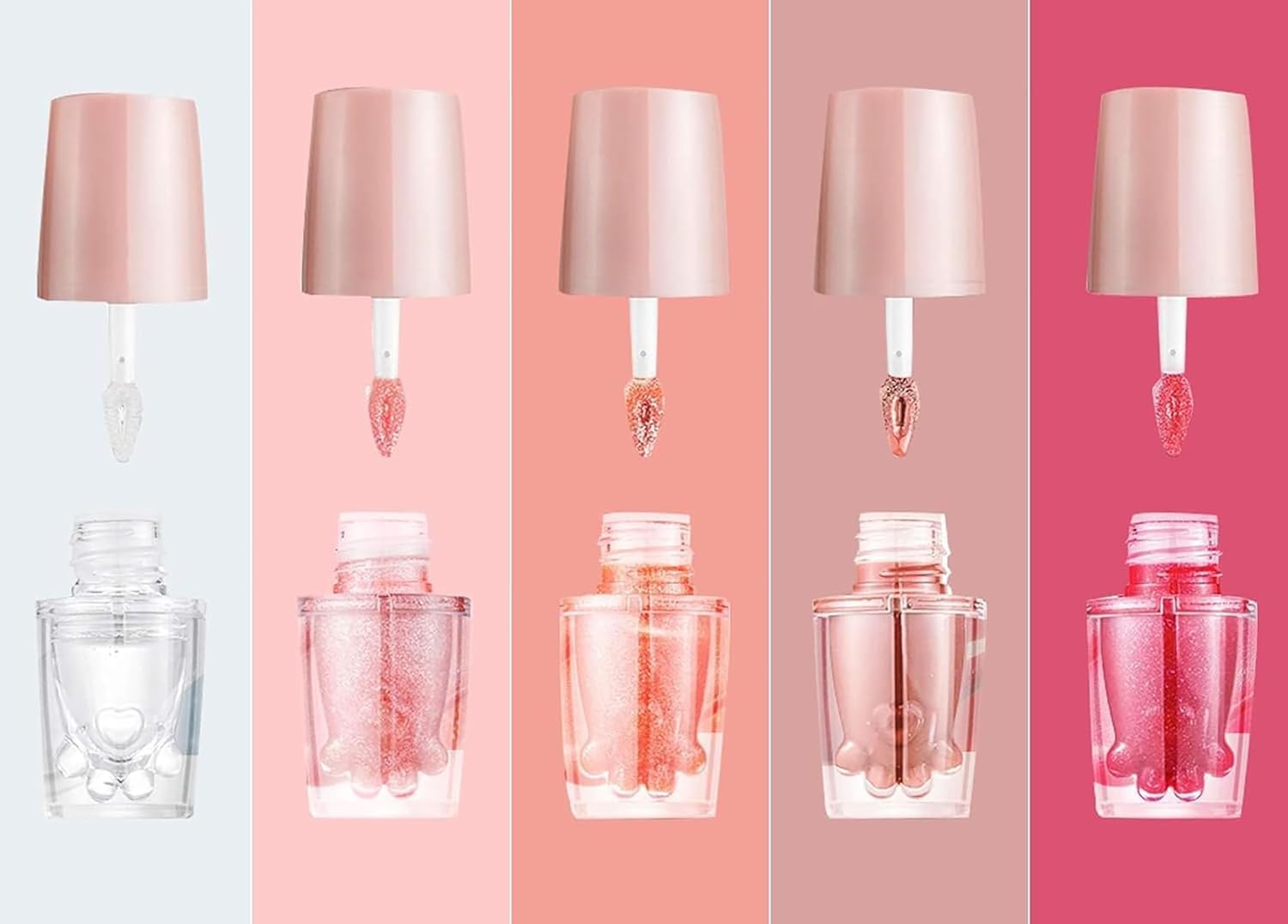 61DRPJNSEKL._AC_SL1500_.jpg مجموعة احمر شفاه سائل مرطب من 5 قطع، مجموعة ملمع شفاه عاكس مقاوم للماء، احمر شفاه سائل عاكس لتفتيح الشفاه وتعزيز الشفاه والعناية بالشفاه، مجموعة مكياج تجميل لطيفة