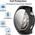 ⁦جراب حماية لساعة هواوي 5 46 ملم من ازوني مع واقي شاشة - تغطية كاملة من البولي يوريثين الحراري الناعم [حساس للمس] [مقاوم للخدش] [شفاف HD] ممتص صدمات حماية 360 درجة - اسود | متوافق مع ساعة هواوي 5 46⁩ - الصورة ⁦3⁩