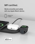 ⁦Belkin BoostCharge Portable USB-C Apple Watch Charger - MFi-Certified USB-C Charger for Apple Watch Series 9, Series 8, Series 7, Ultra, & More - Compatible w/MacBook, iPhone 15, & More - Black⁩ - الصورة ⁦2⁩