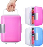 ⁦ثلاجة صغيرة للمكتب والسيارة والمنزل من بي بي اف في جيه ار دي دي، ثلاجة صغيرة محمولة 12 فولت، ثلاجة بضاغط ومبرد للسيارة والمنزل والشاحنات والقوارب (بينك)⁩ - الصورة ⁦4⁩