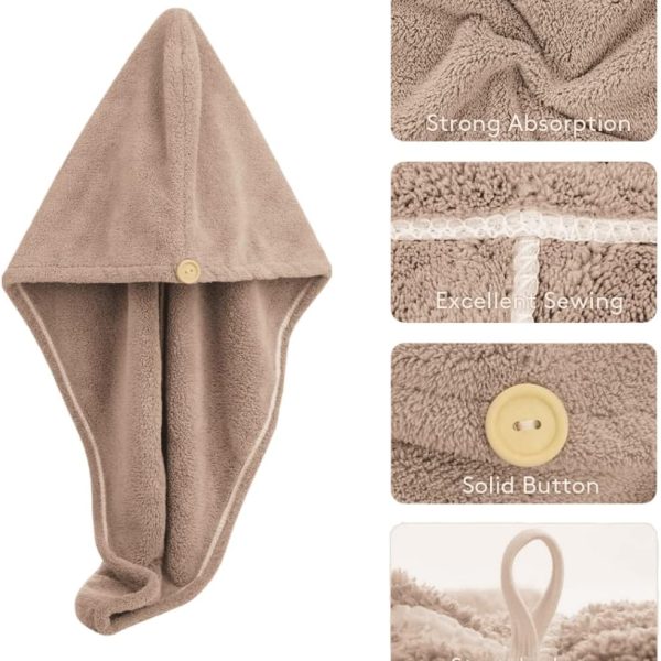 منشفة للشعر بتصميم ملتف مصنوعة من المايكروفايبر وسريعة الجفاف سبيريهوس بني قياس واحد ألياف دقيقة