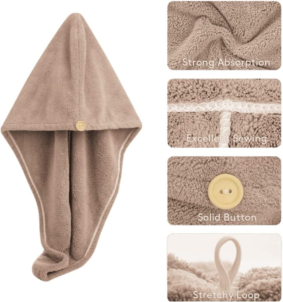 منشفة للشعر بتصميم ملتف مصنوعة من المايكروفايبر وسريعة الجفاف سبيريهوس بني قياس واحد ألياف دقيقة