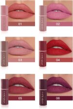 ⁦HANDAIYAN Matte Lipstick Moisturizing High Pigmented Waterproof Long Lasting Soft Velvet Lipstick for Women Girls (#4 Scarlet)⁩ - الصورة ⁦2⁩