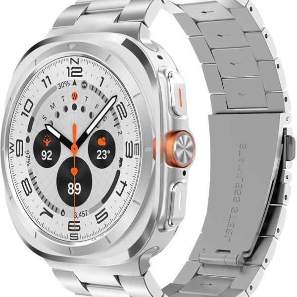 سوار بديل من الستانلس ستيل من دادو لساعة سامسونج جالاكسي 7 الترا مقاس 47 ملم، مصمم بـ 3 خرزات وطول قابل للتعديل