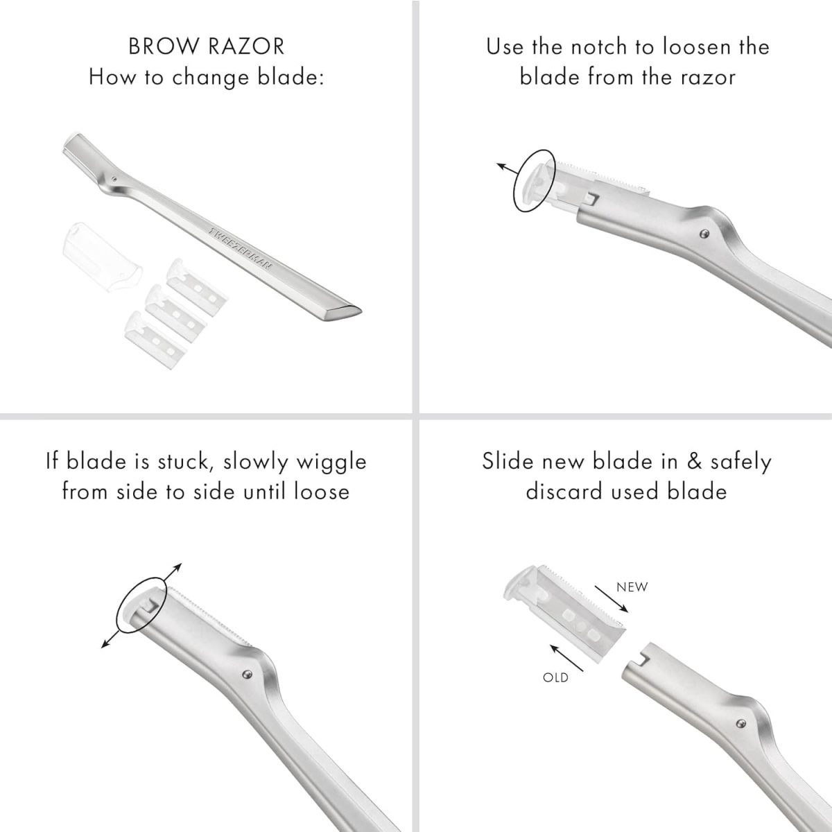 ⁦Tweezerman Eyebrow Razor with 3 Replacement Blades and Safety Cap⁩ - الصورة ⁦5⁩