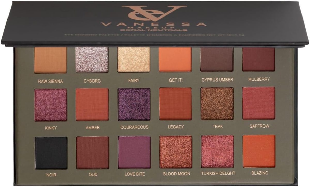vanessa makeup 18 Color Coral Neutral Eyeshadow Palette