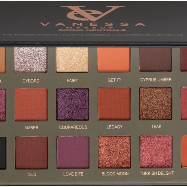 vanessa makeup 18 Color Coral Neutral Eyeshadow Palette