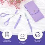 ⁦HANNEA® 3-in-1 Eyebrow Scissors Kit, Eyebrow Grooming Set, Eyebrow Scissors with Comb, Hair Removal Tweezers, Facial Eyebrow Razo, yebrow Trimmer Kit for Women and Men, Purple⁩ - الصورة ⁦2⁩