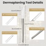 ⁦Dermaplaning Tool for Face Exfoliation, with 20 Replaceable Blades, Facial Shaver/Eyebrow Razor, Peach Fuzz Removal Eyebrow Shaper for Women, Easy to Use Dermaplaner Help Exfoliate and Smooth Skin⁩ - الصورة ⁦5⁩