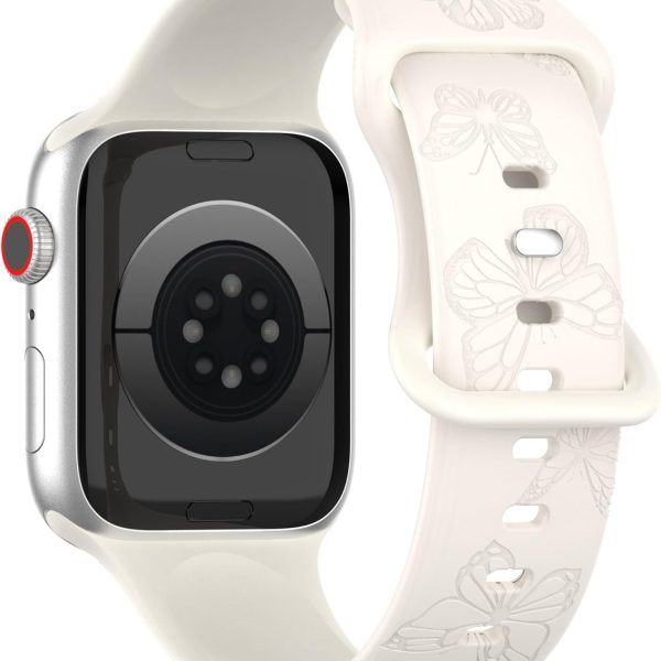 KEYSJEFF Silicone Straps for Apple Watch Strap Series 9 45mm 41mm 44mm 40mm 49mm for Iwatch Ultra Series 9/8/7/6/5/4/SE Pattern Engraved Band Women Men